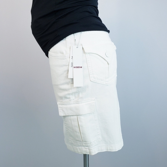 NWT Hudson Jeans Maternity Cargo Denim Skirt Off White Stretchy 27 - Picture 2 of 14
